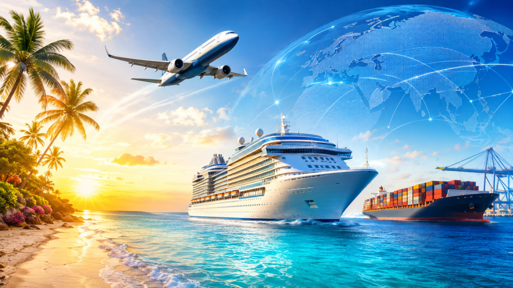 Plane flight and cruise ship