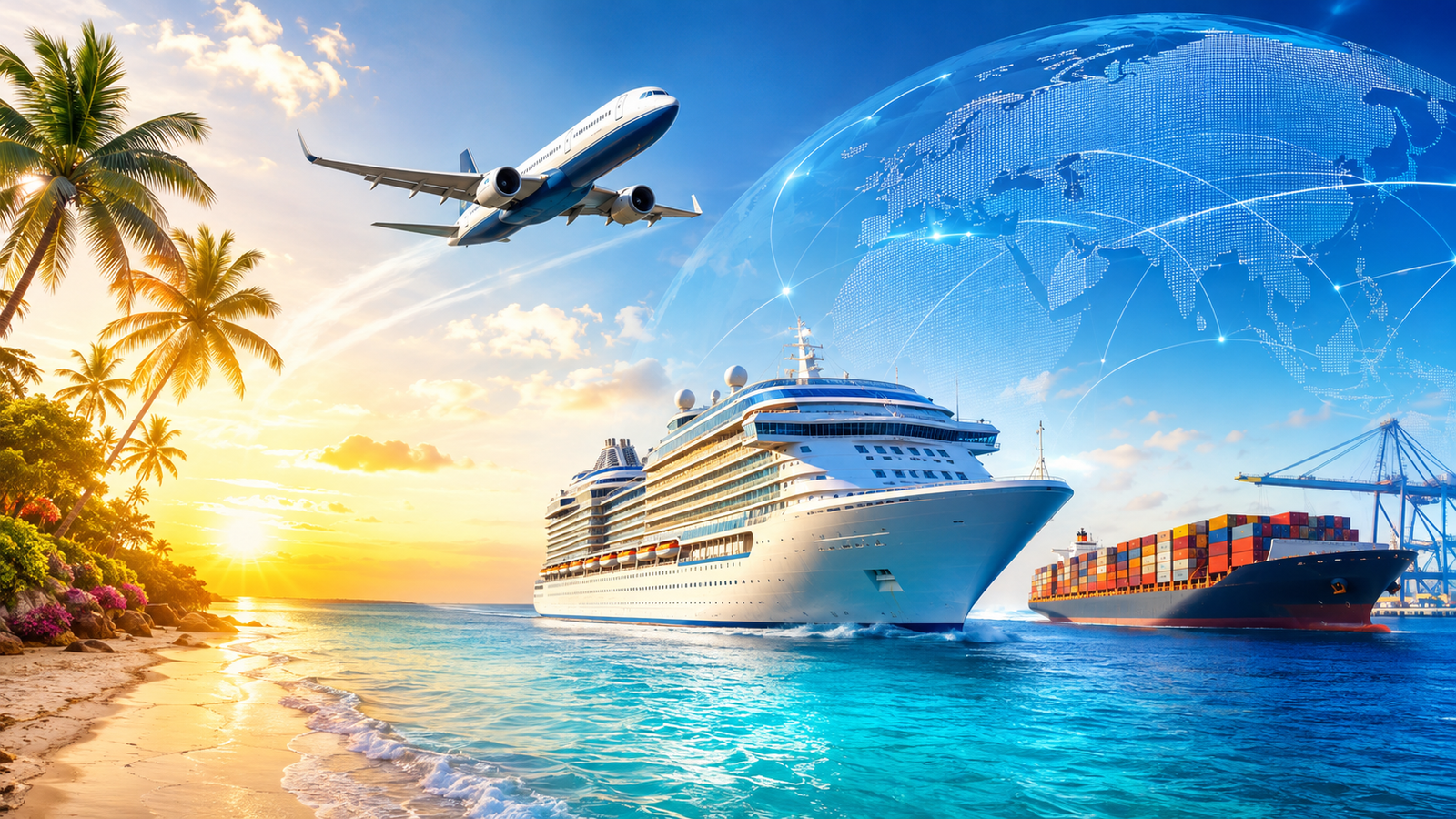 Plane flight and cruise ship
